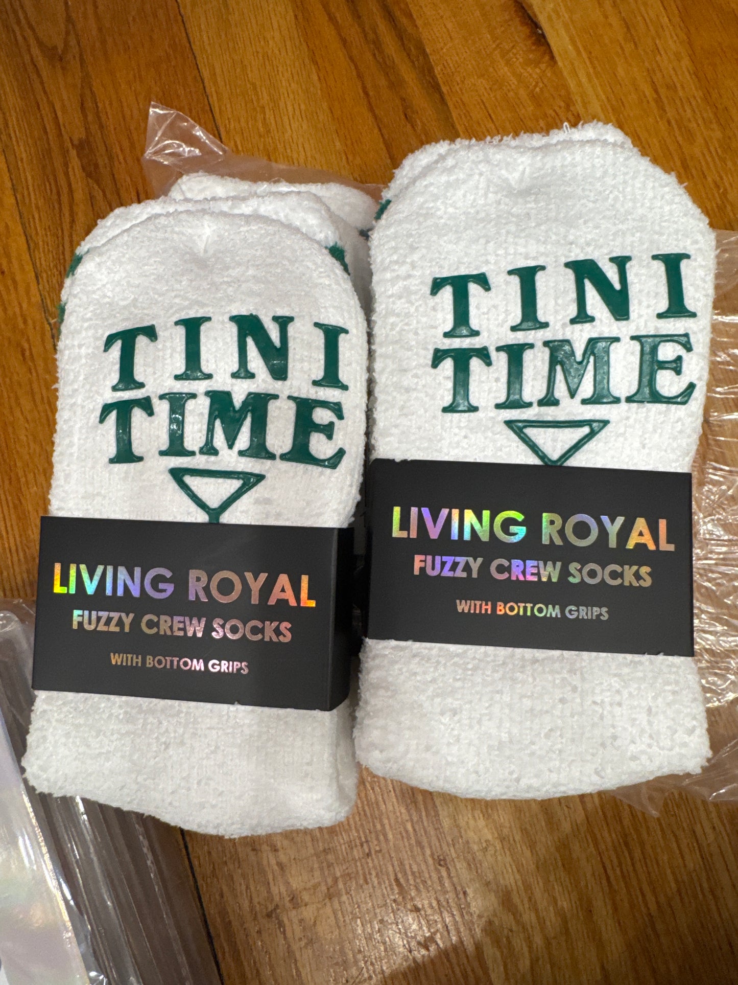 Living Royal tini time fuzzy crew socks