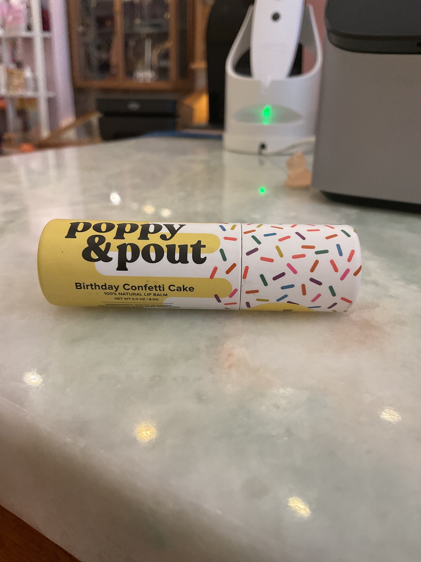 Poppy & Pout bday cake lip balm yellow