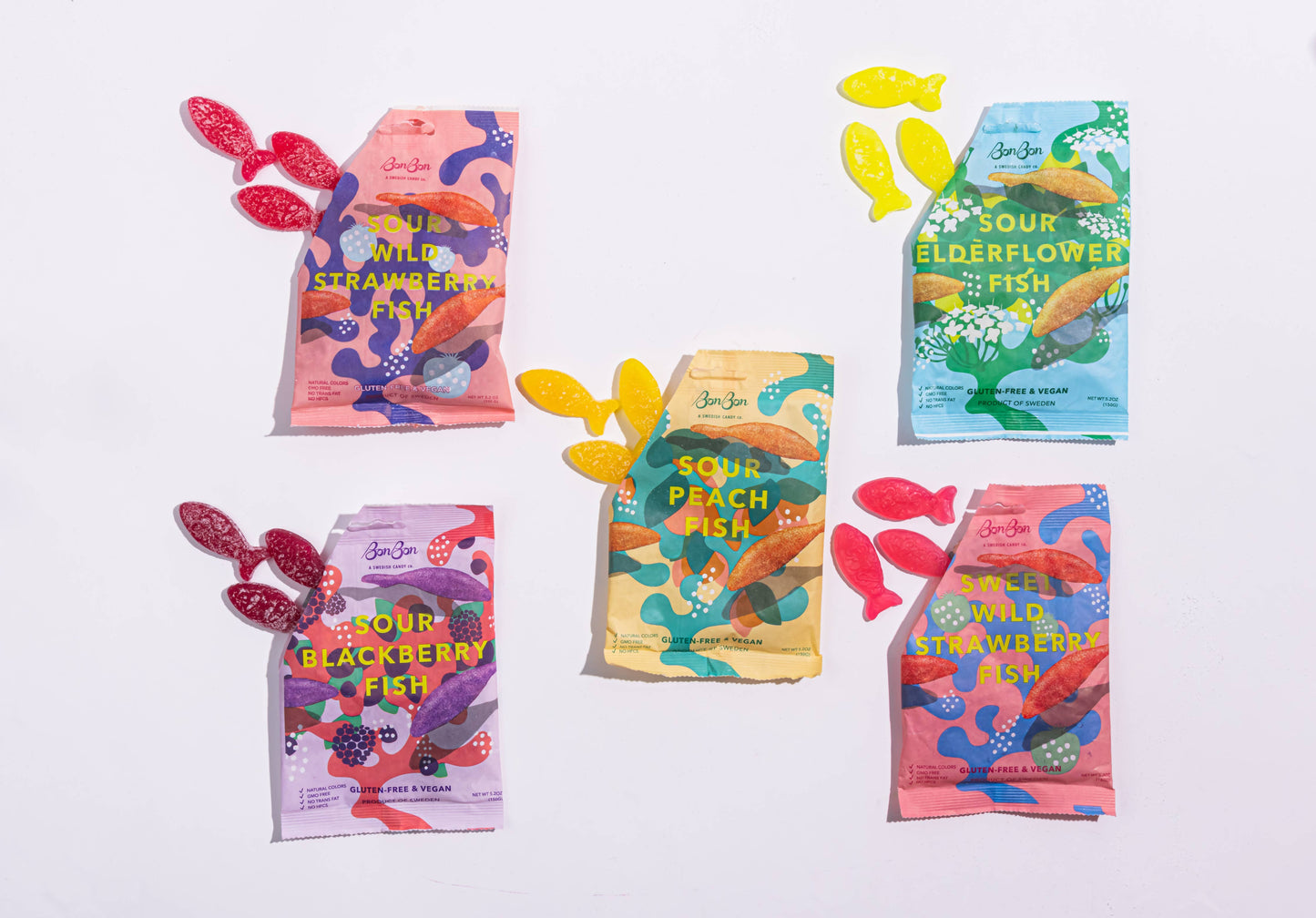BonBon NYC - Sweet Wild Strawberry Fish - Swedish Candy 5.2oz (150g)