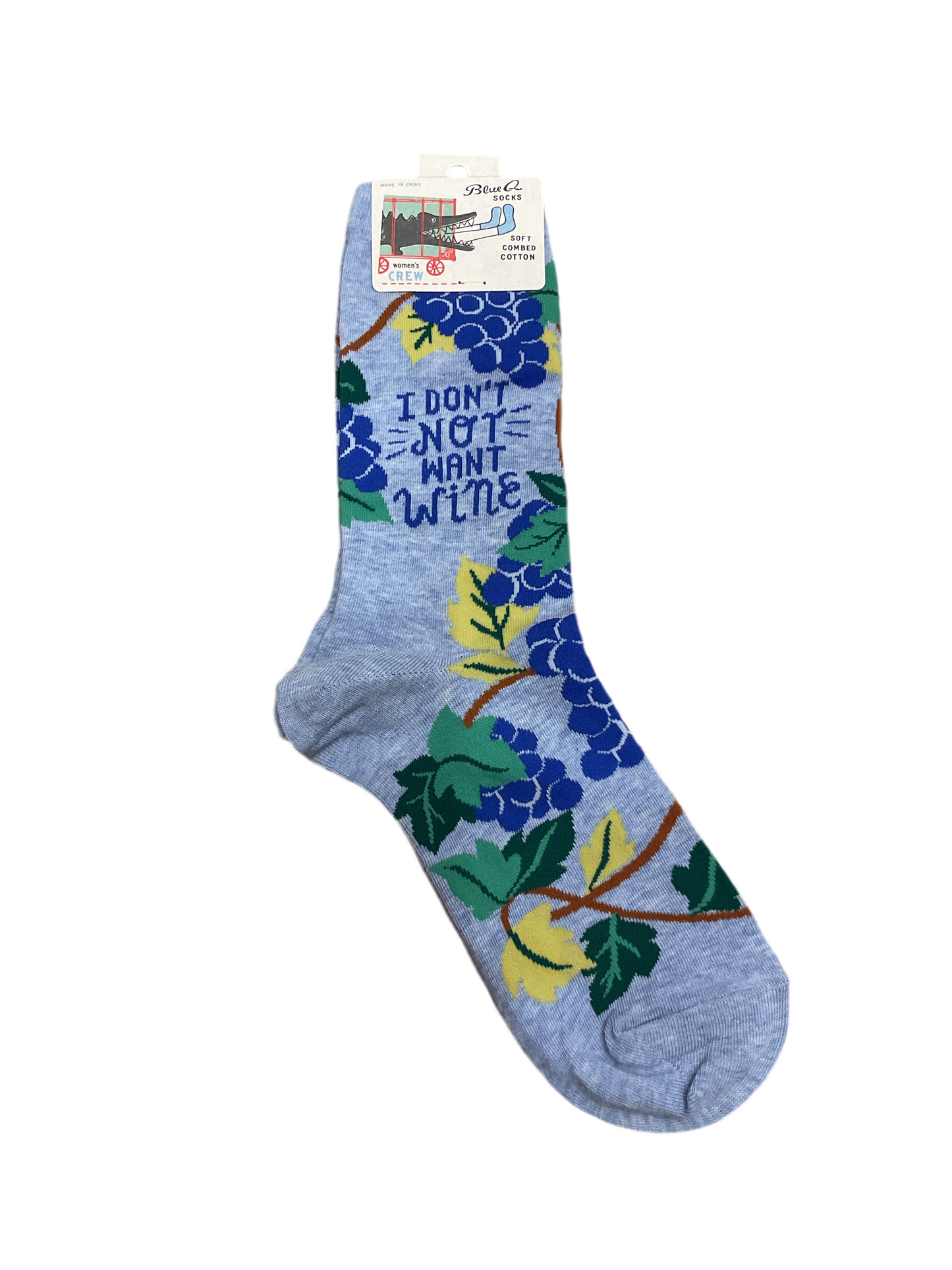 BLUE Q DONT NOT WANT WINE WOMANS CREW SOCKS