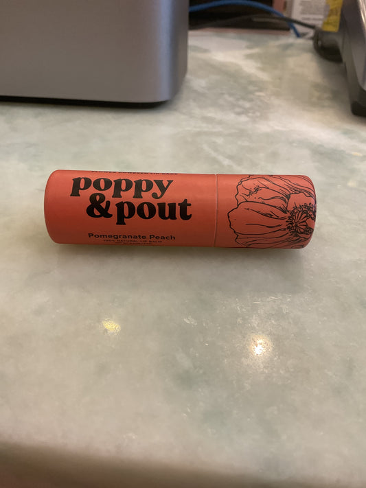 Poppy & Pout pomegranate peach lip balm