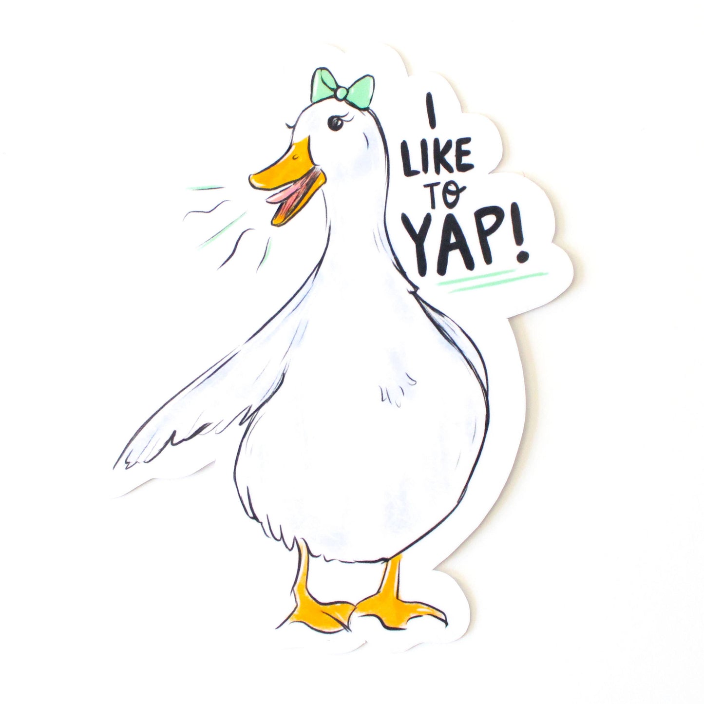 Amy Hartelust Art and Illustration - Yapping Duck Vinyl Sticker (I Like To Yap)