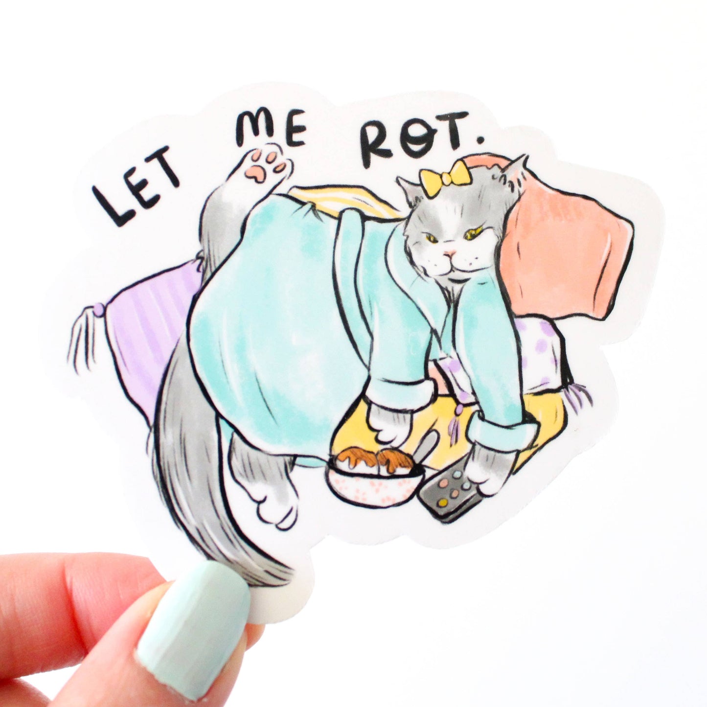 Amy Hartelust Art and Illustration - Couch Cat Vinyl Sticker (Let Me Rot)