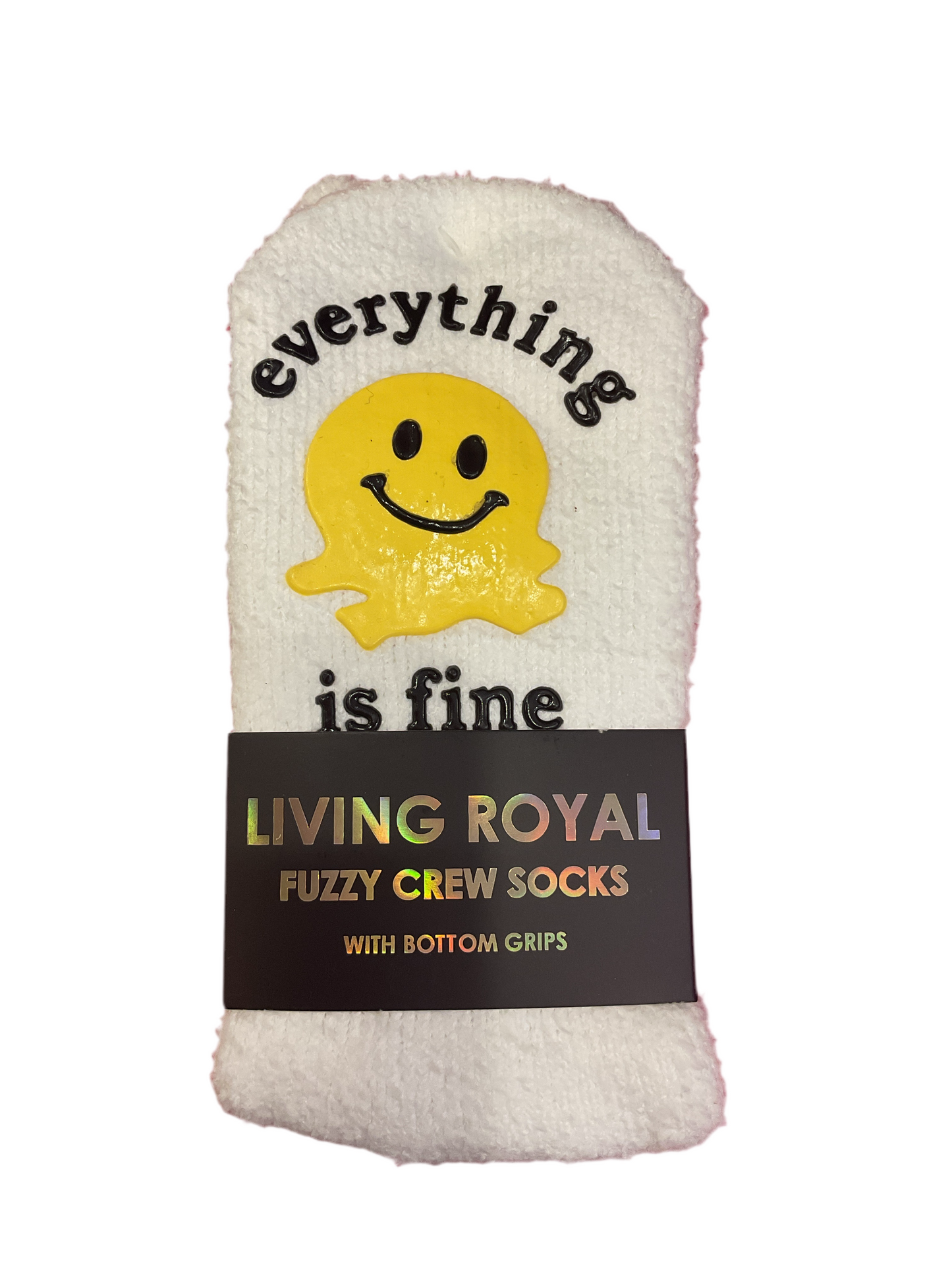 Living Royal “everything is fine” fuzzy crew socks
