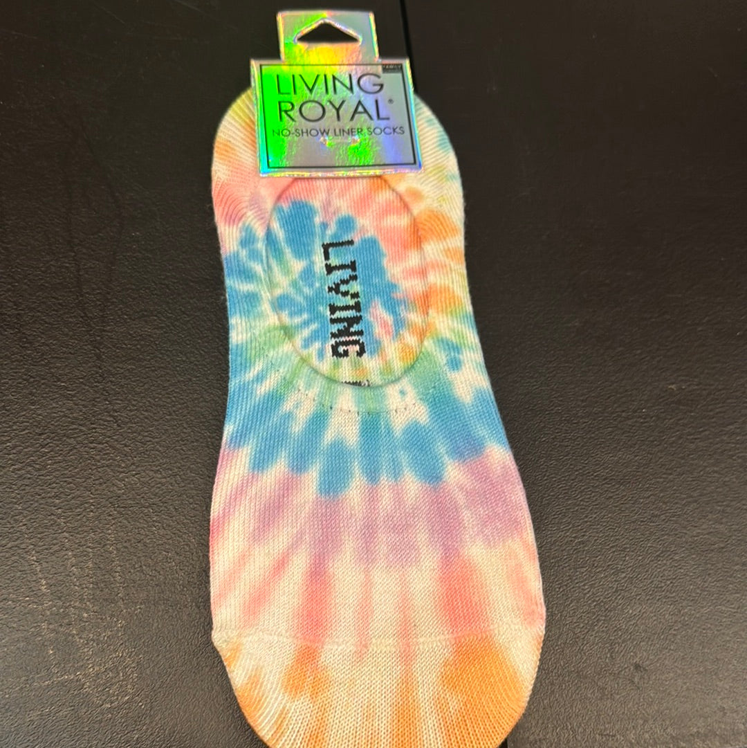 Living royal tie dye no show socks