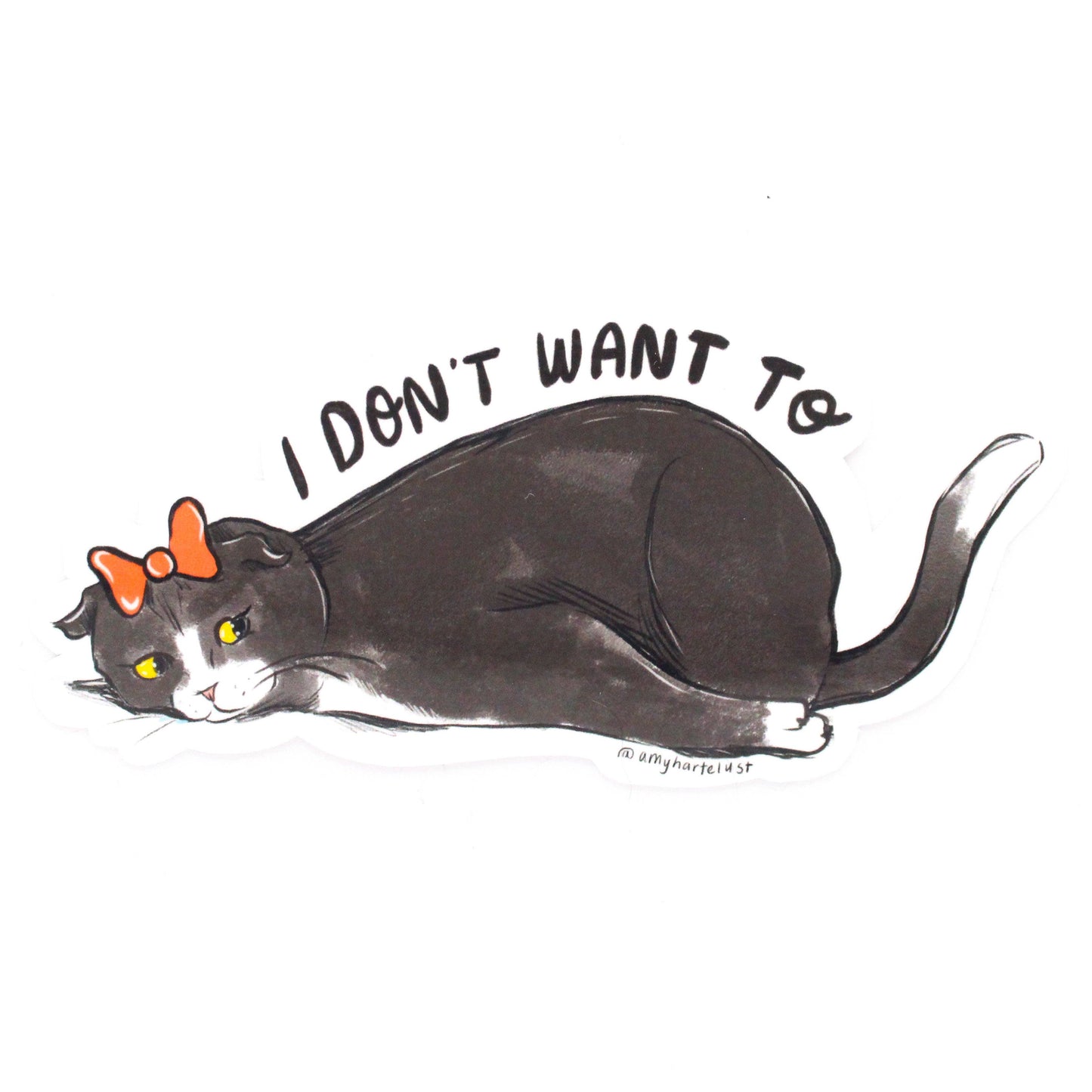 Amy Hartelust Art and Illustration - Tired Cat Vinyl Sticker (I Don’t Want To)