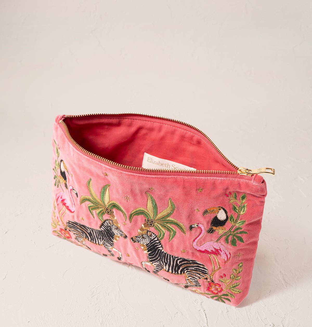 Elizabeth Scarlett- Wild Zebra Palm Blush Pink Everyday Pouch - Blush Pink