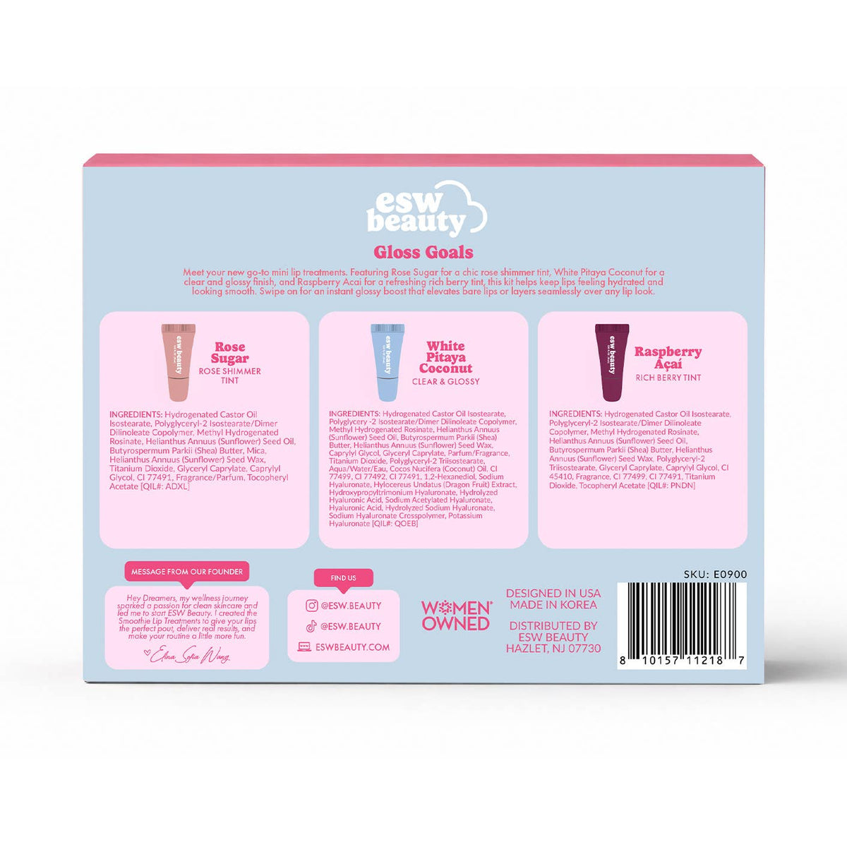 ESW Beauty - Gloss Goals Mini Lip Treatment Kit (3x Lip Treatment)