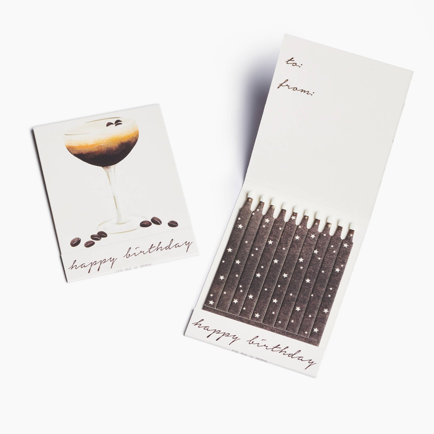 Abigail Jayne Design - Espresso Martini Happy Birthday Match Card® | Candle Matches