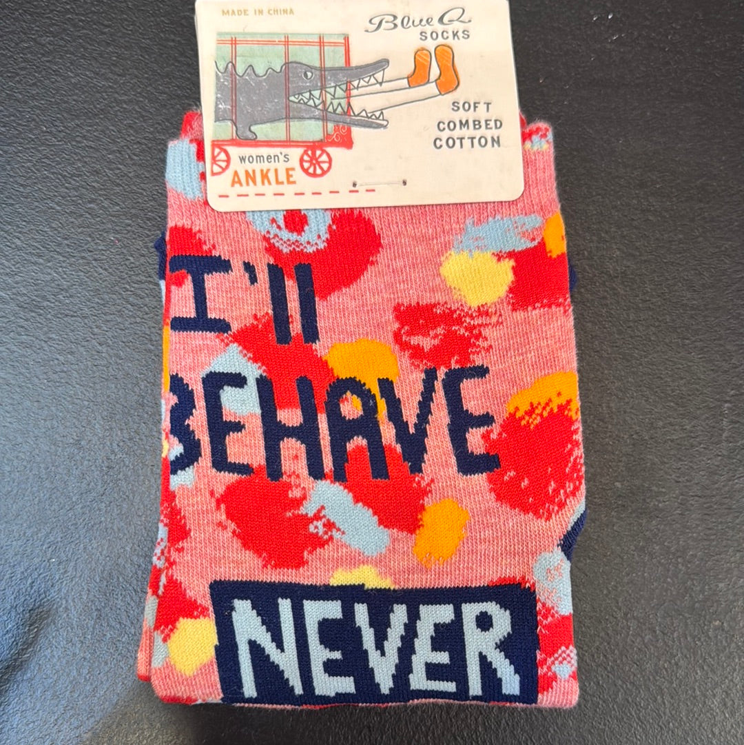 Blue Q I’ll behave never woman’s ankle socks