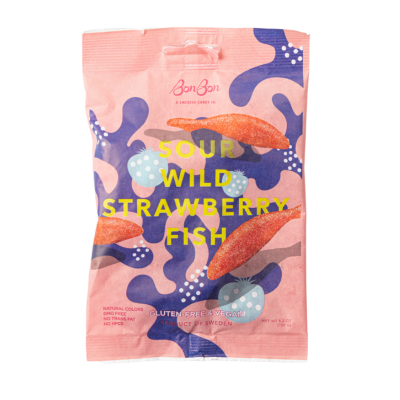 BonBon NYC - Sour Wild Strawberry Fish - Swedish Candy 5.2oz (150g)