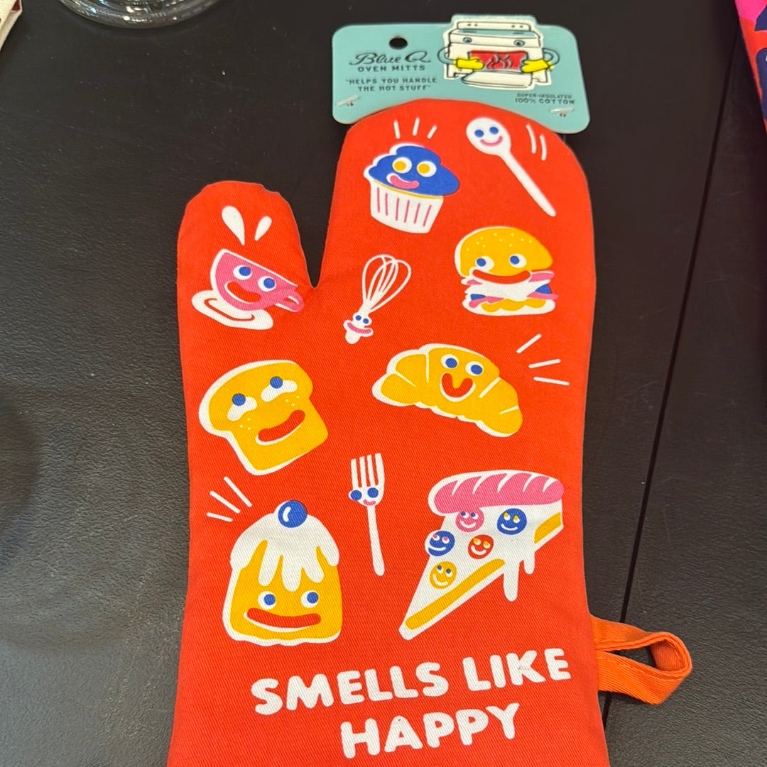Blue Q smells like happy oven mitt