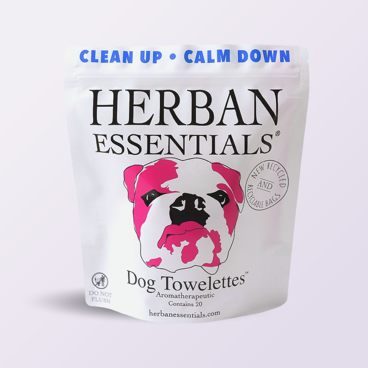 Herban Essentials - Dog Towelettes - 20 Individual Lavender Essential Oil Wipes