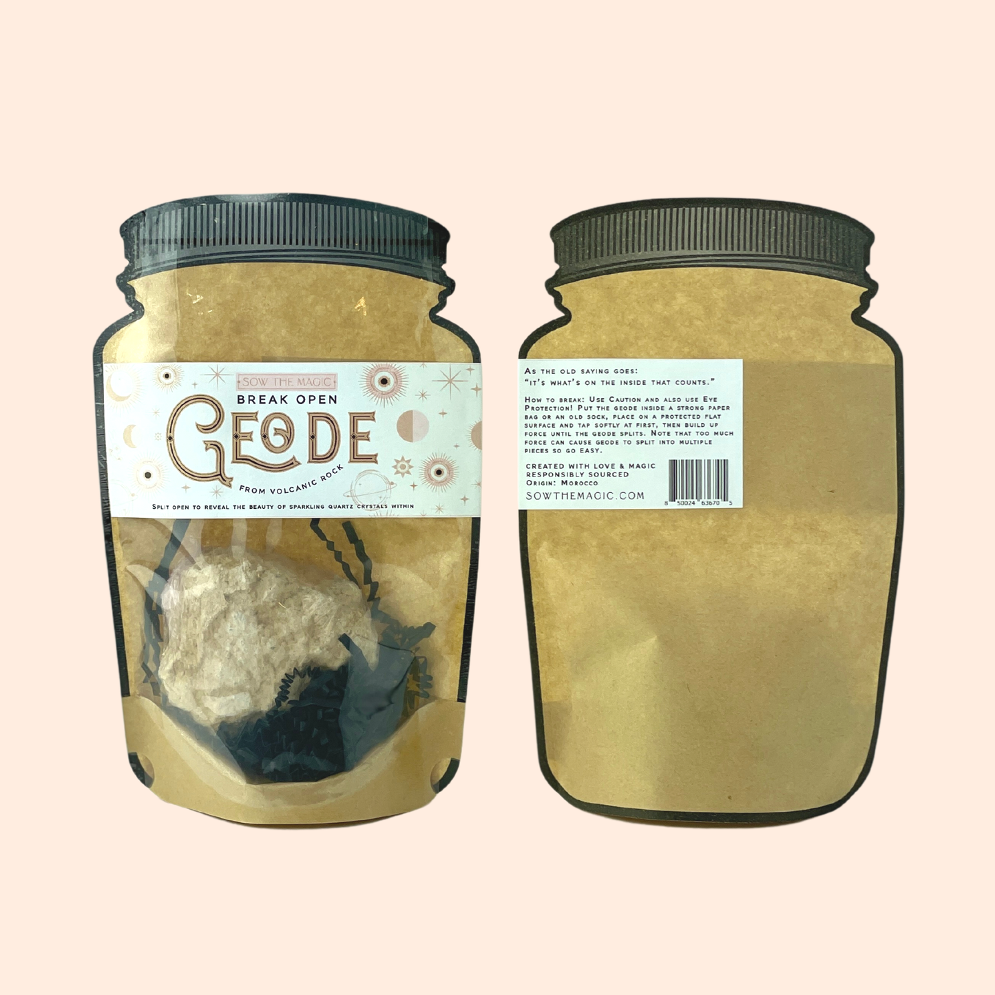 Break Open Crystal Geode From Volcanic Rock