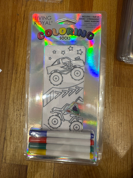Living Royal coloring socks trucks