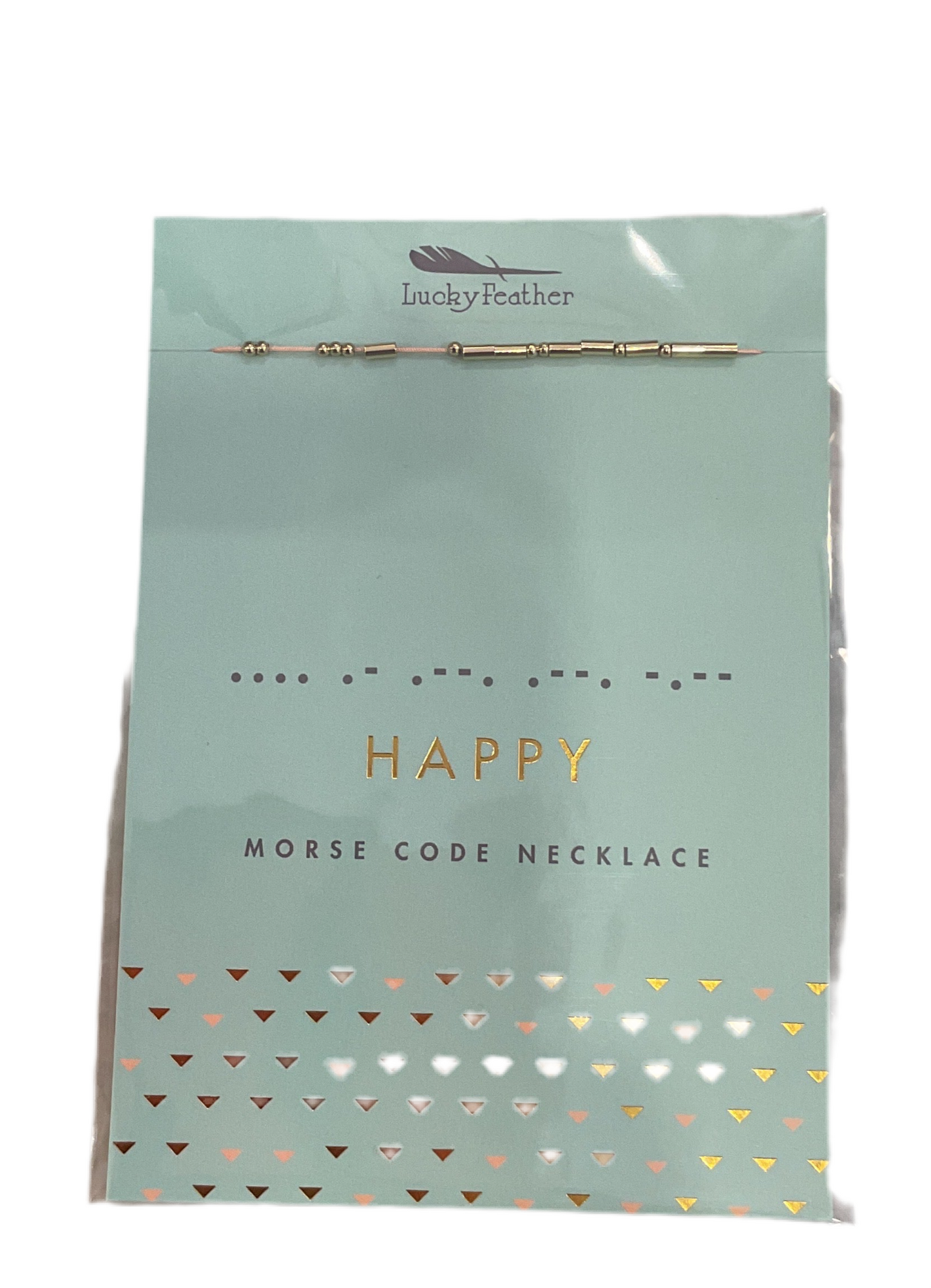 Lucky Feather- Morse code bracelet- Happy