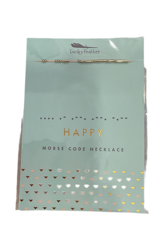 Lucky Feather- Morse code bracelet- Happy