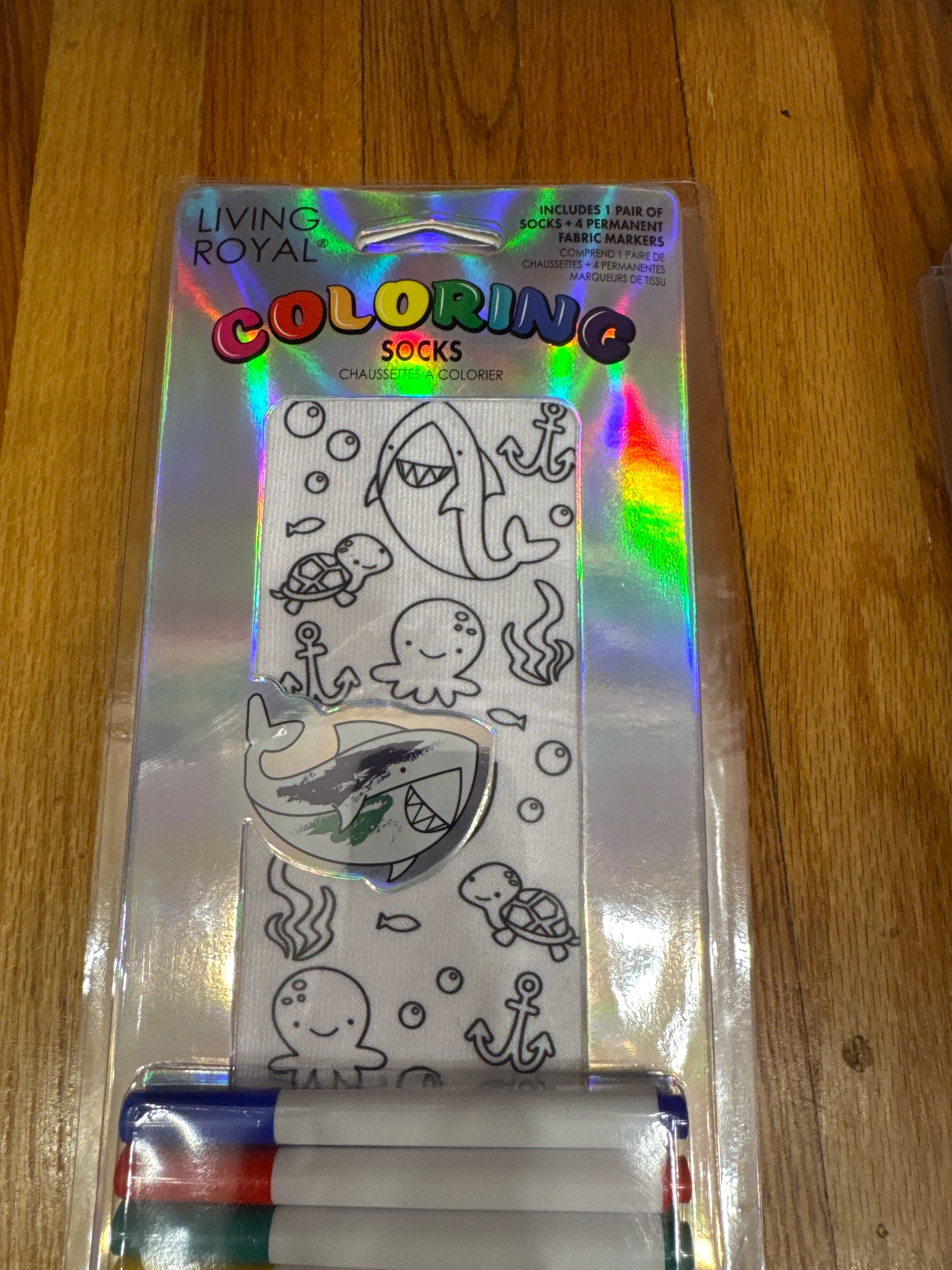 Living Royal coloring socks sea life