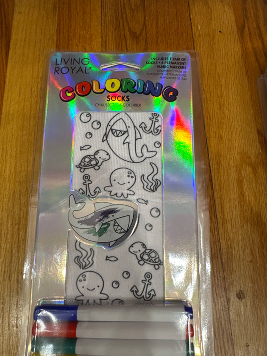Living Royal coloring socks sea life