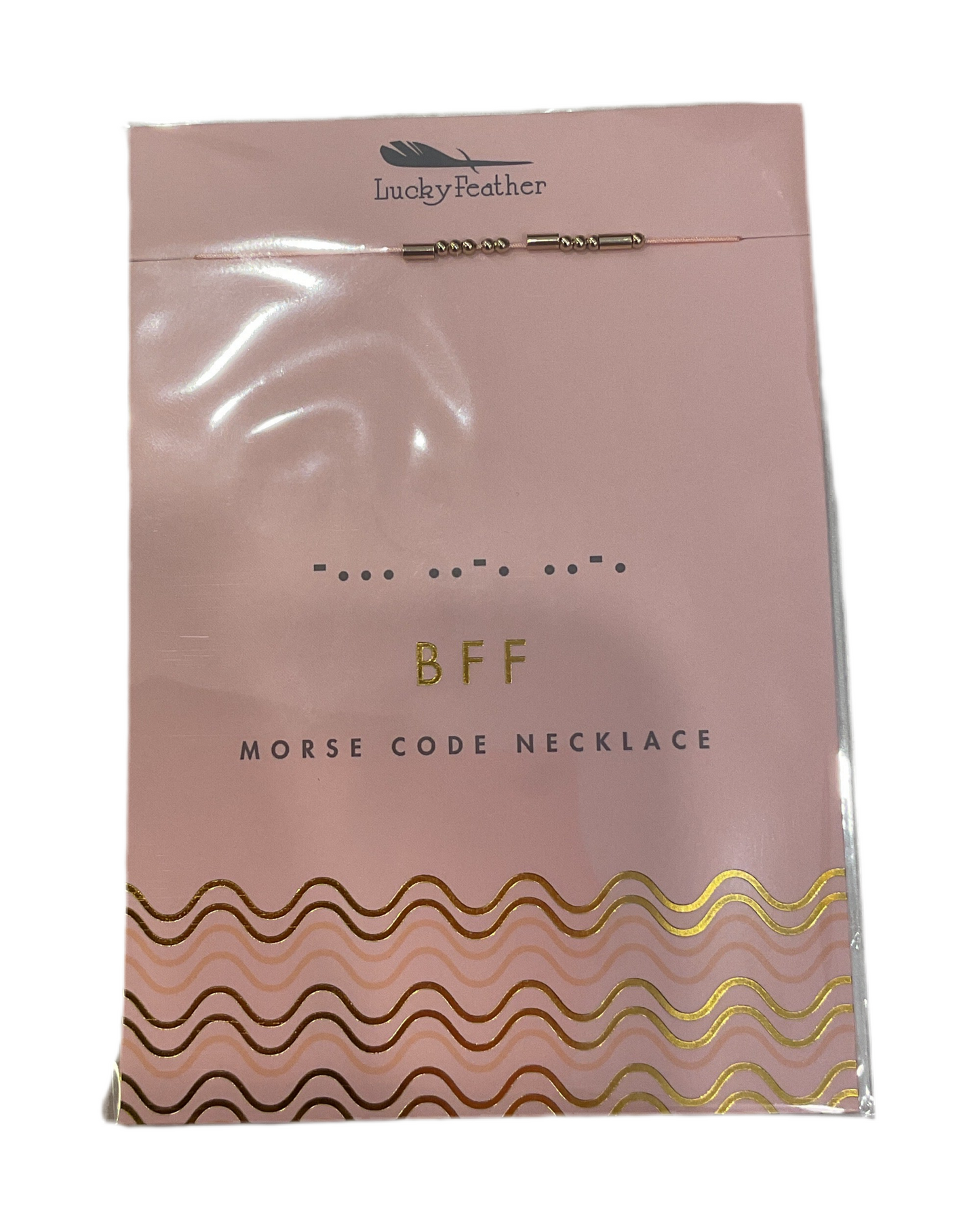 Lucky Feather- Morse Code necklace BFF Gold