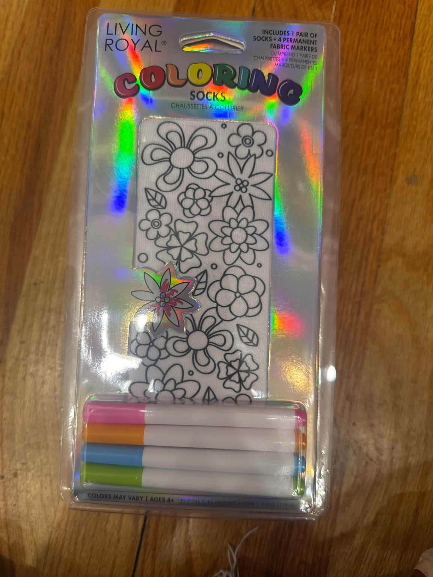 Living Royal coloring socks flower power