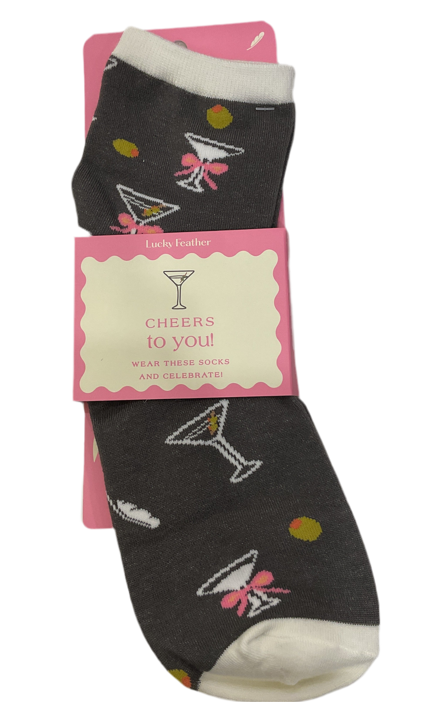 Lucky Feather- Cheers to you Martini socks