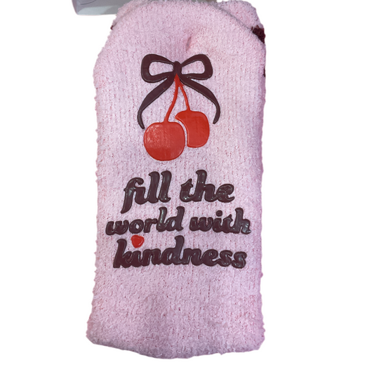 Living Royal “fill the world with kindness” fuzzy crew socks