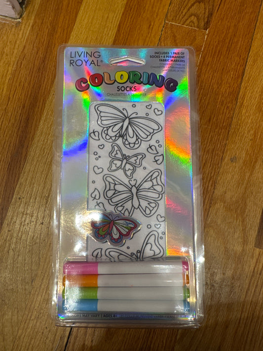 Living Royal coloring socks butterfly