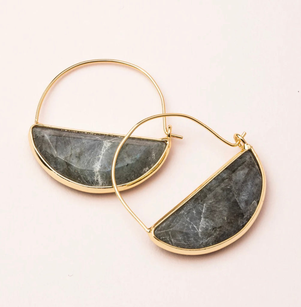 Scout- Stone Prism Hoop Earring- Labradorite / Gold