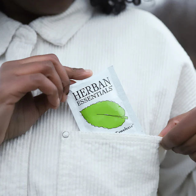 Herban Essentials - Peppermint Towelettes - 20 Individual Essential Oil Wipes