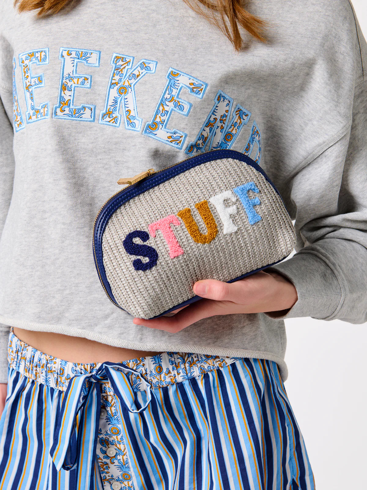 Shiraleah - "STUFF" Knit Zip Pouch - Grey