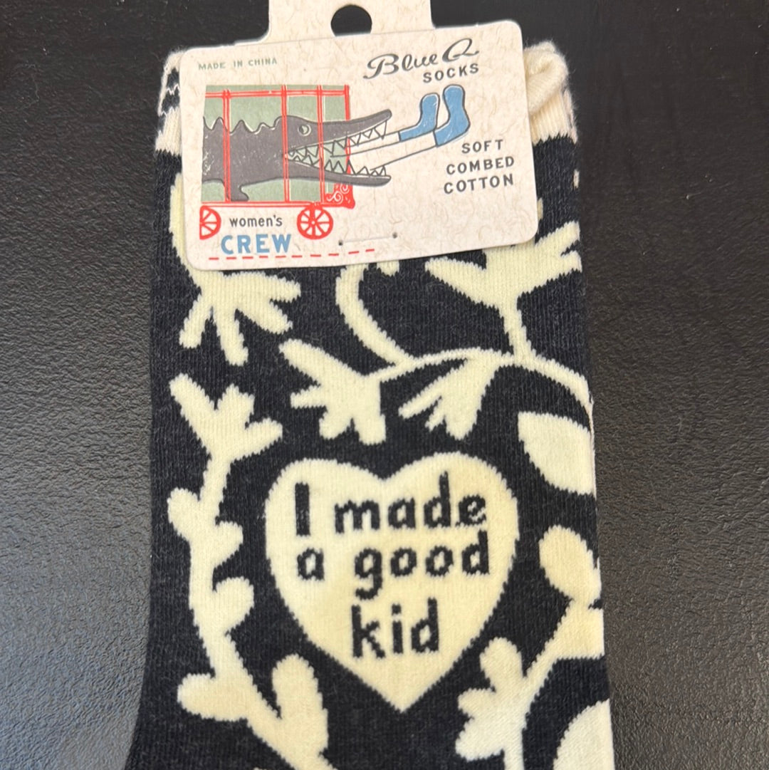 Blue Q I made a good kid woman’s crew socks
