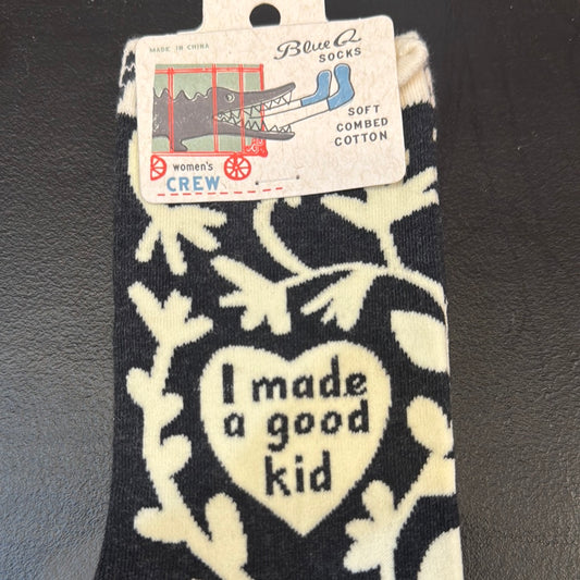 Blue Q I made a good kid woman’s crew socks