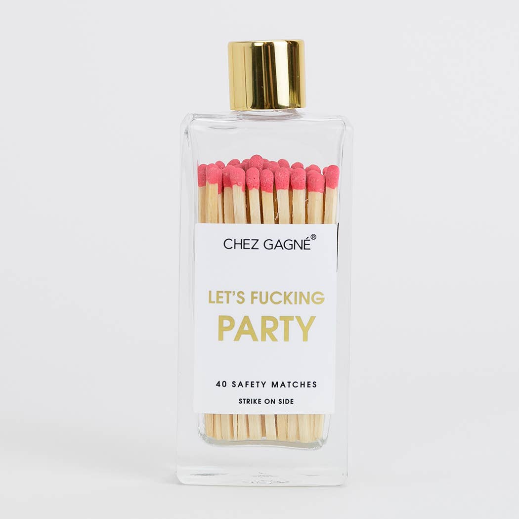 Chez Gagné - Let's Fucking Party - Glass Bottle Safety Matches - Coral