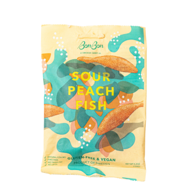 BonBon NYC - Sour Peach Fish - Swedish Candy 5.2oz (150g)