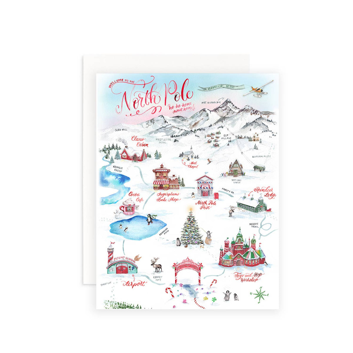 Cami Monet - North Pole Map Christmas Greeting Card: Single Card
