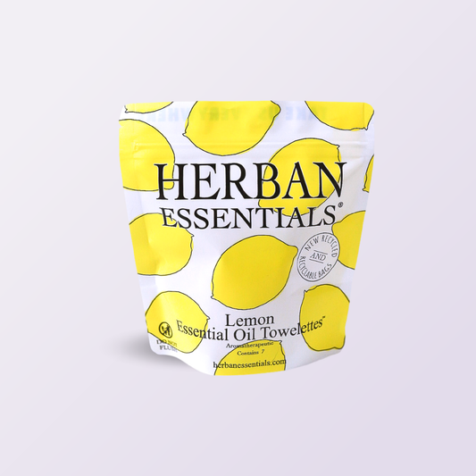 Herban Essentials - Lemon Towelettes - 7 Individual Essential Oil Wipes