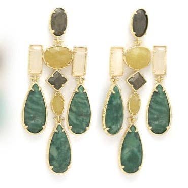 LIZOU - Semi Precious Stone Chandelier Earrings