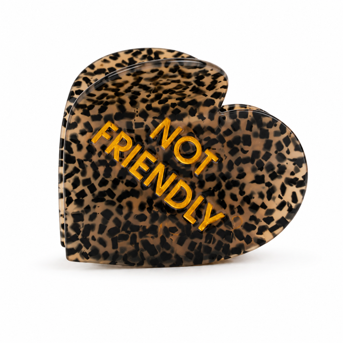 Chez Gagné - Not Friendly - Heart Acetate Hair Claw Clip, Funny Gift