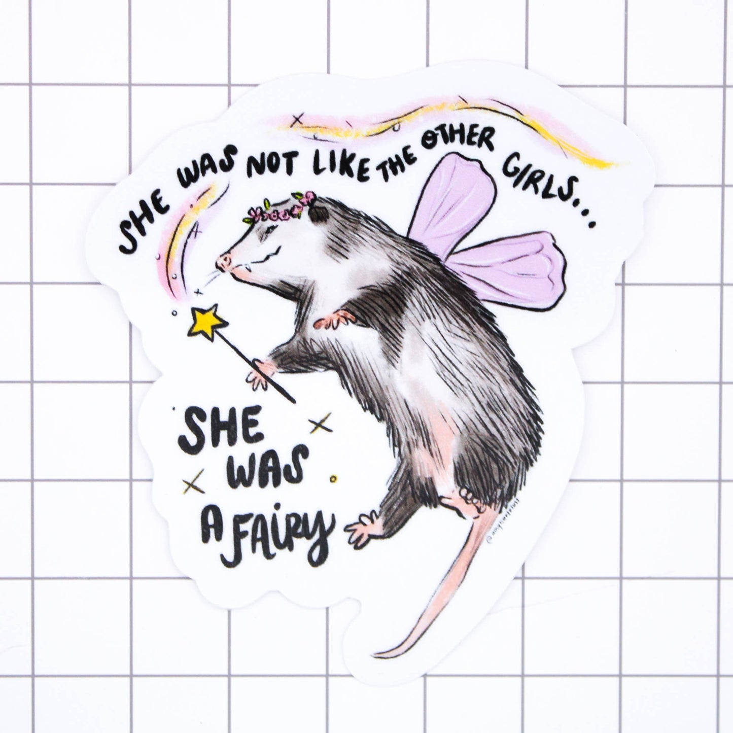 Amy Hartelust Art and Illustration - Fairy Possum Vinyl Sticker