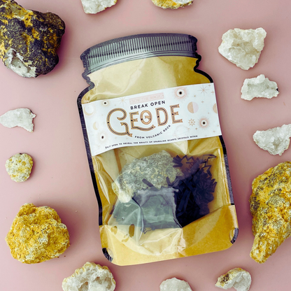 Break Open Crystal Geode From Volcanic Rock