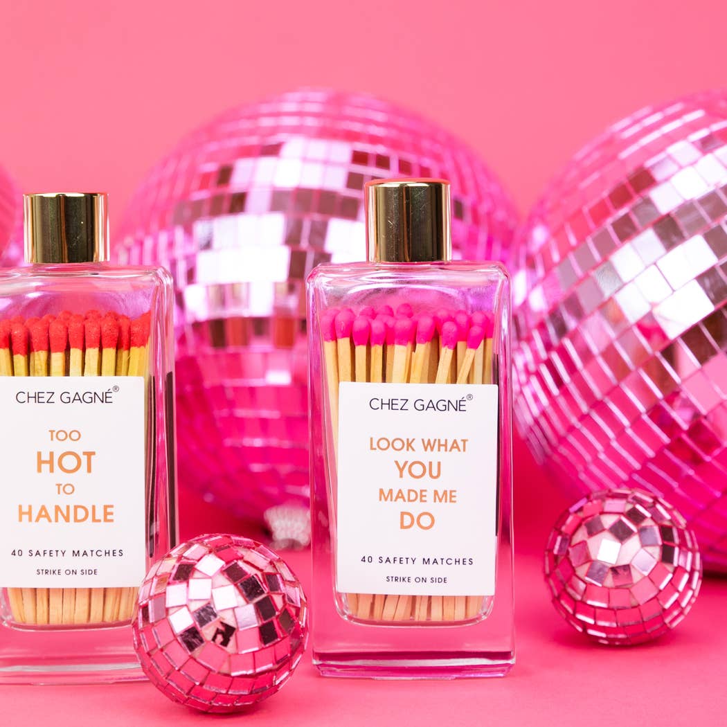 Chez Gagné - Too Hot To Handle - Glass Bottle Matches, Red, Funny Gift