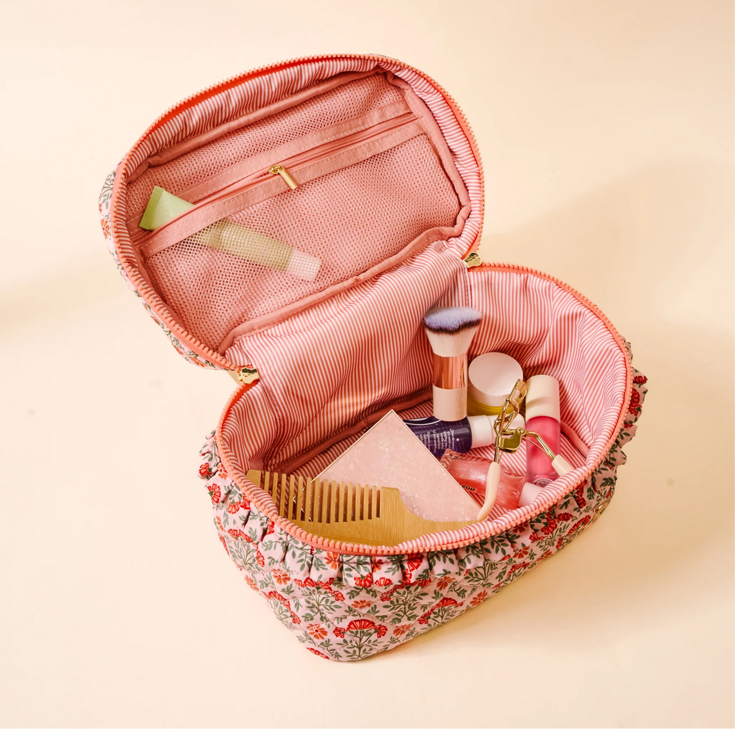 The Darling Effect - Glam & Go Quilted Cosmetic Bag - EVERBLOOM DUSTY ROSE