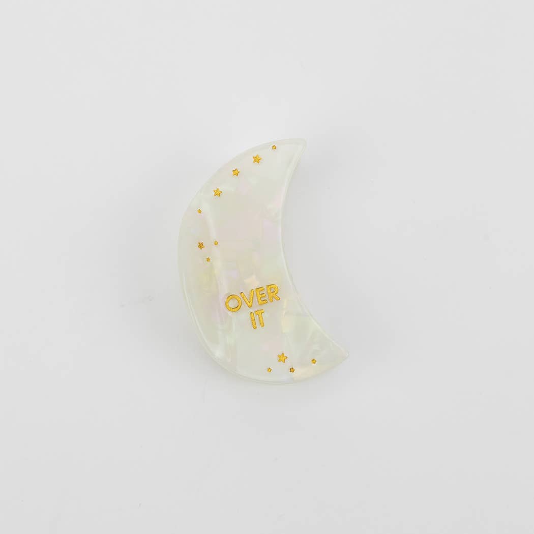 Chez Gagné - Over It - Crescent Moon Acetate Hair Claw Clip, Funny Gift