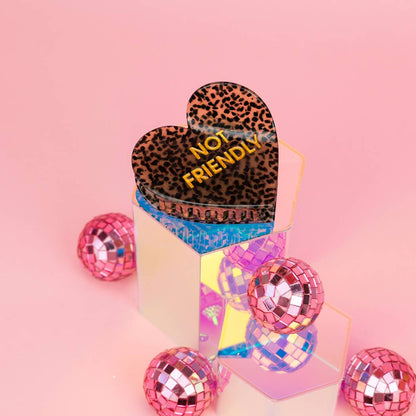 Chez Gagné - Not Friendly - Heart Acetate Hair Claw Clip, Funny Gift