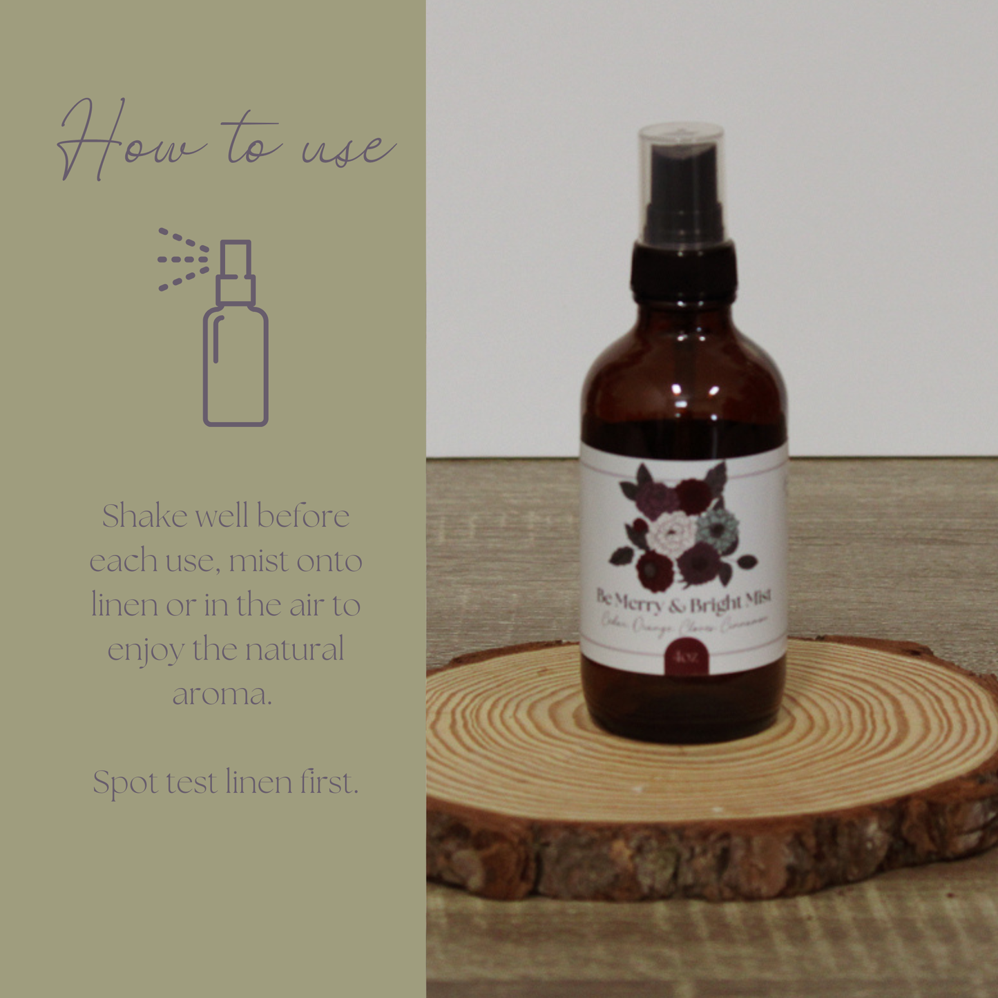Simmer and Co Natural Aroma - Be Merry & Bright Simmer Mist, Natural Holiday Spice Room + Linen Spray