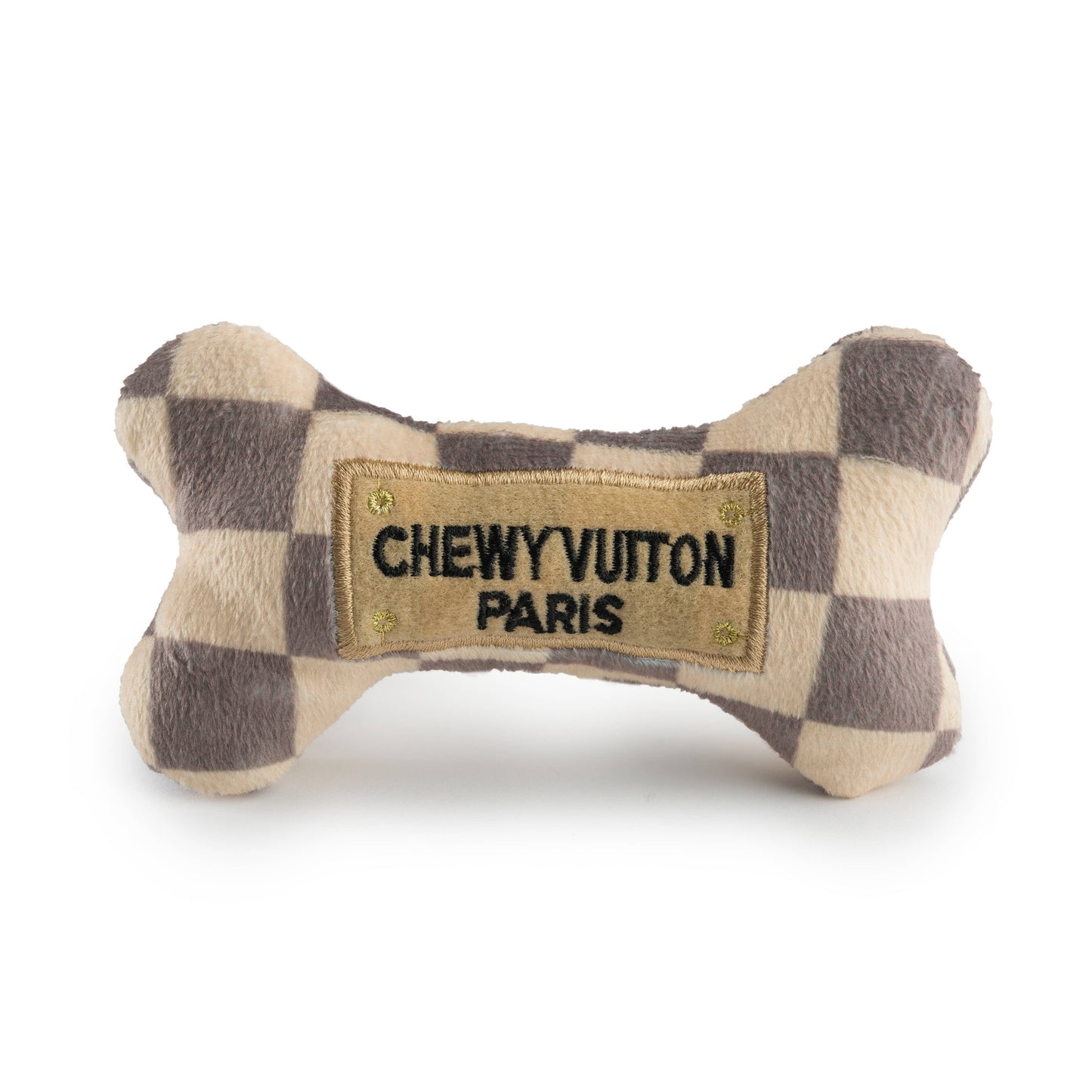 Haute Diggity Dog - Checker Chewy Vuiton Bones Squeaker Dog Toy: Large