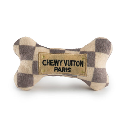 Haute Diggity Dog - Checker Chewy Vuiton Bones Squeaker Dog Toy: Large