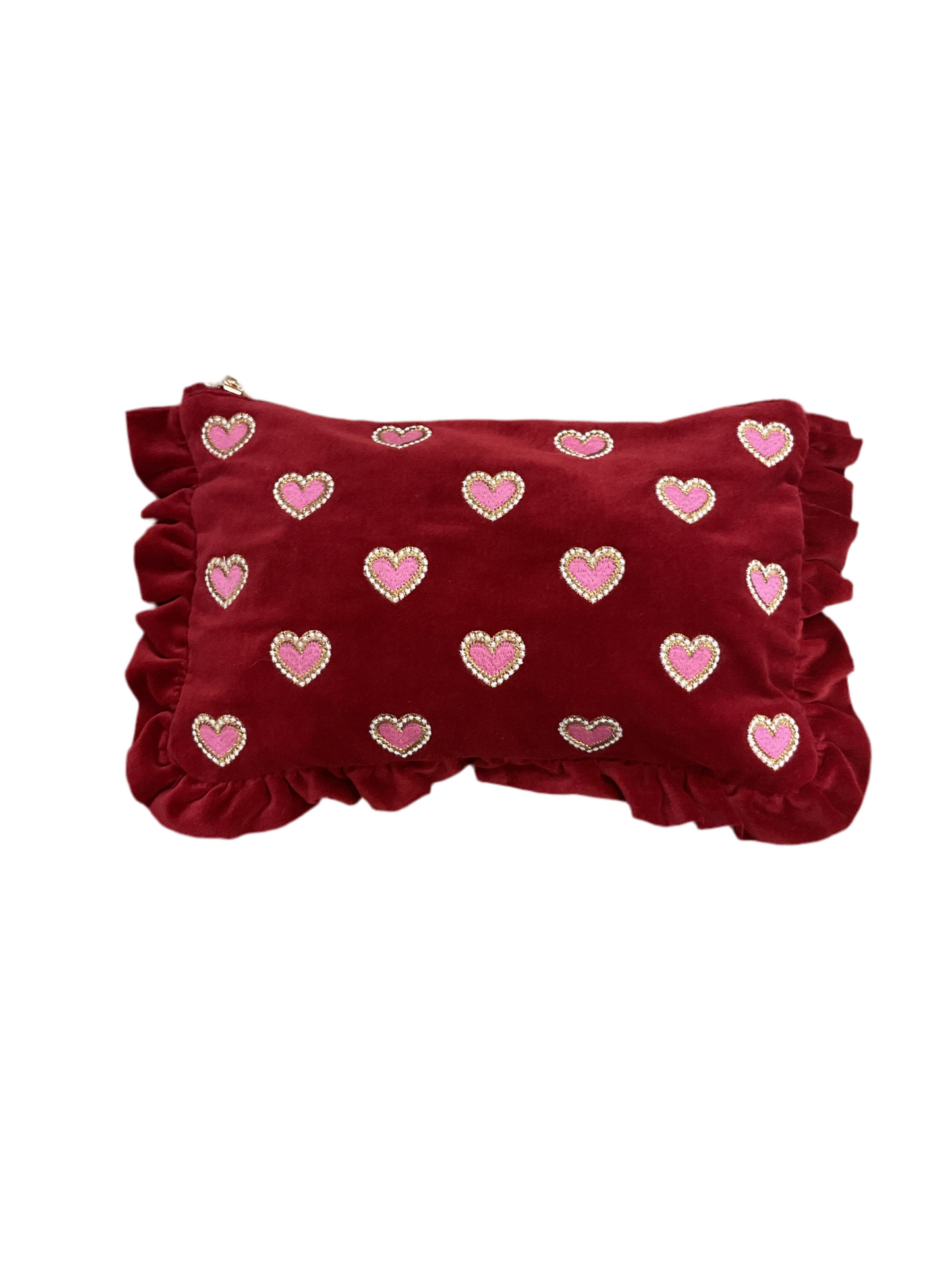Elizabeth Scarlett- Love Hearts- Velvet Frill Pouch