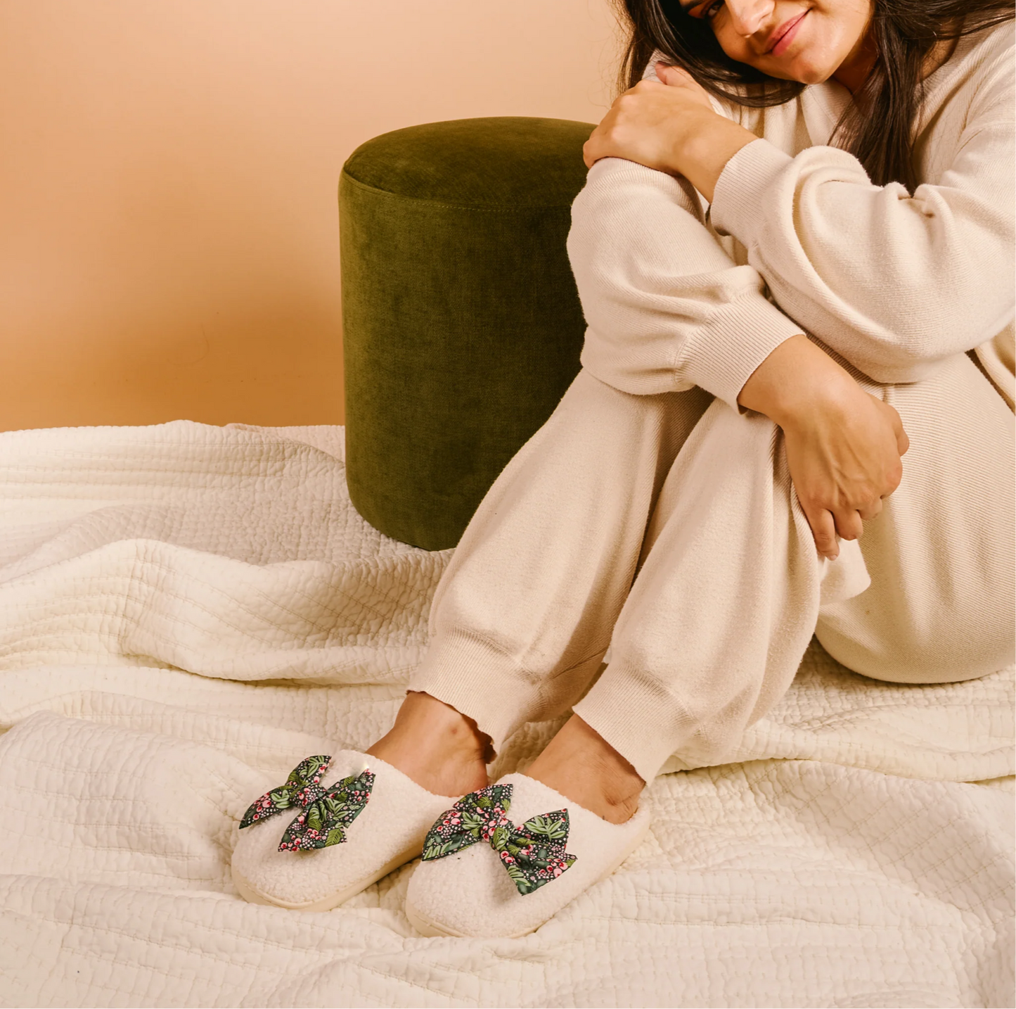 The Darling Effect - Betty Bow Slippers - JOLLY SPRIG - s/m